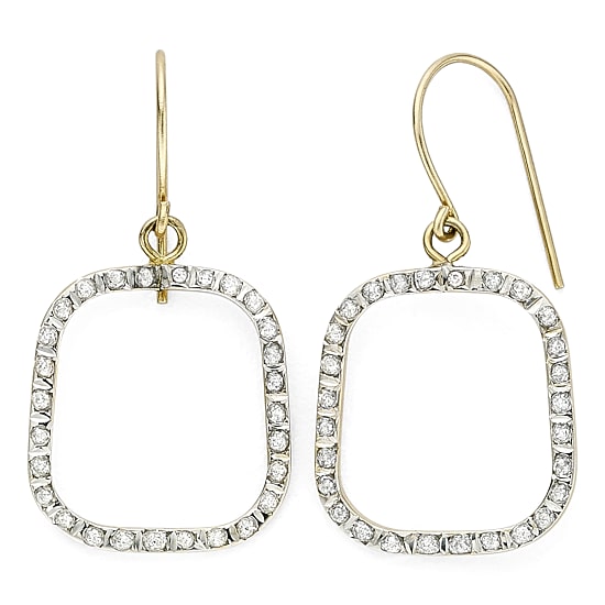 Diamond Fascination™ 14K Yellow Gold Open Square Earrings