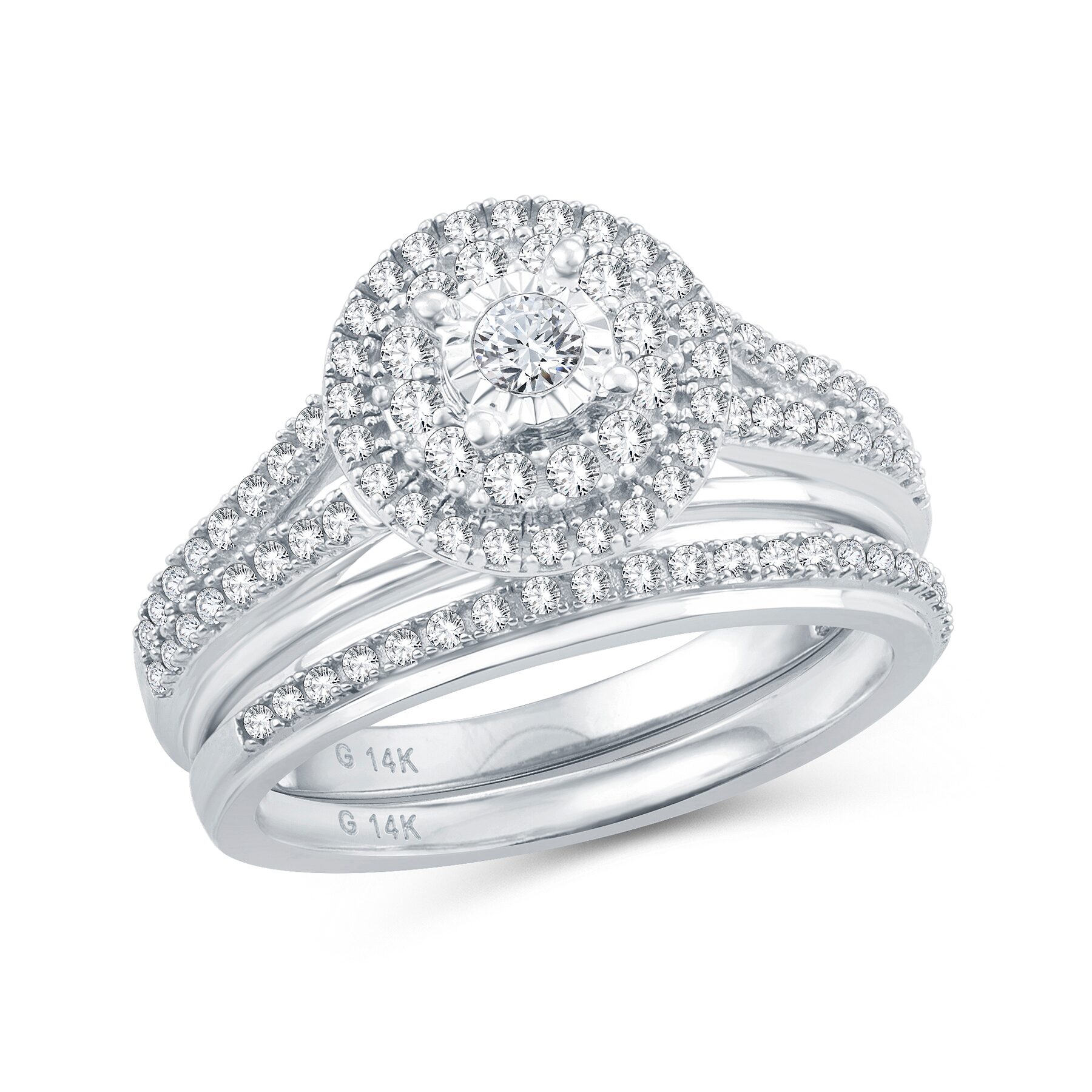 Womens 1/2 CT. T.W. Natural Diamond 10K Gold Round Bridal Set