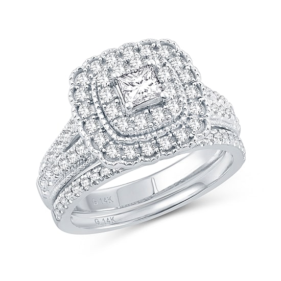 Womens 1 CT. T.W. Natural Diamond 10K Gold Cushion Bridal Set