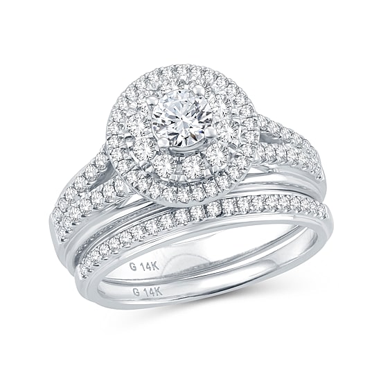 Womens 1 1/10 CT. T.W.  Natural Diamond 10K Gold Round Bridal Set