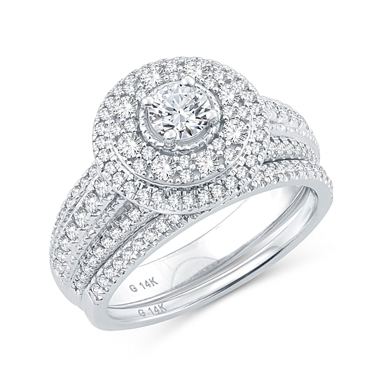 Womens 1 CT. T.W. Natural Diamond 10K Gold Round Bridal Set