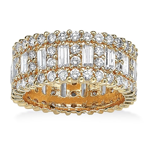 Womens 9 mm 4 34 CT TW White Cubic Zirconia 14K Gold Over Brass Band 7 Yellow Gold