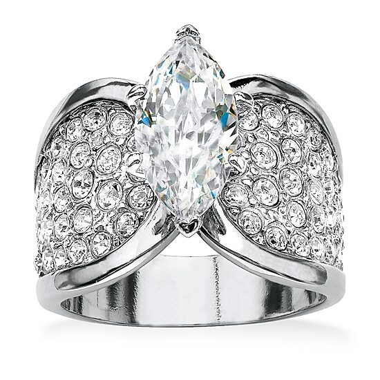 Womens 2 1/2 CT. T.W. Cubic Zirconia Platinum Over Silver Engagement Ring