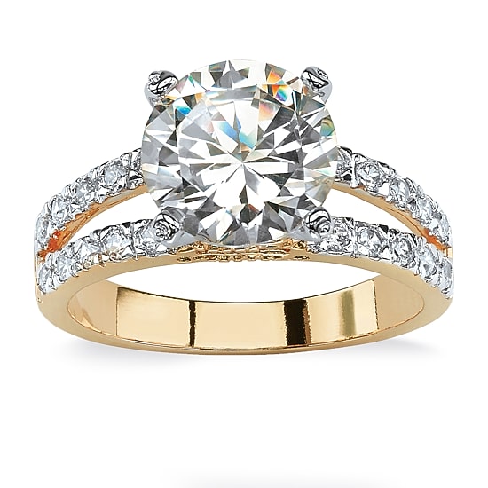Womens 4 1/2 CT. T.W. Cubic Zirconia 14K Gold Over Brass Engagement Ring