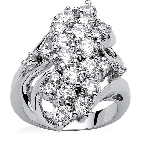 Womens 3 1/2 CT. T.W Cubic Zirconia Platinum Over Silver Cocktail Ring