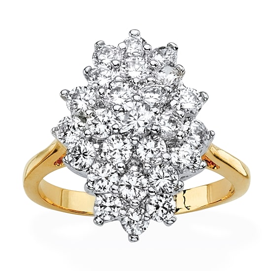 Womens 1 7/8 CT. T.W. Cubic Zirconia 14K Gold Over Brass Cocktail Ring
