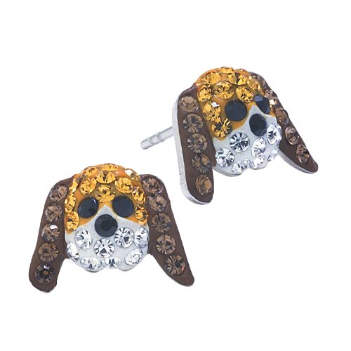 Silver Treasures Brown Crystal Sterling Silver 9.5mm Stud Earrings, One Size
