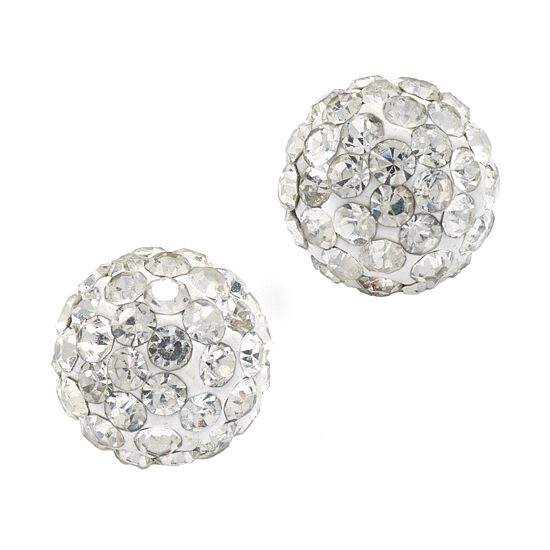 Silver Treasures Crystal Sterling Silver 7.7mm Round Stud Earrings