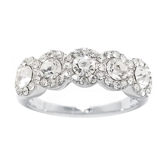 Sparkle Allure Womens Crystal Pure Silver Over Brass Band