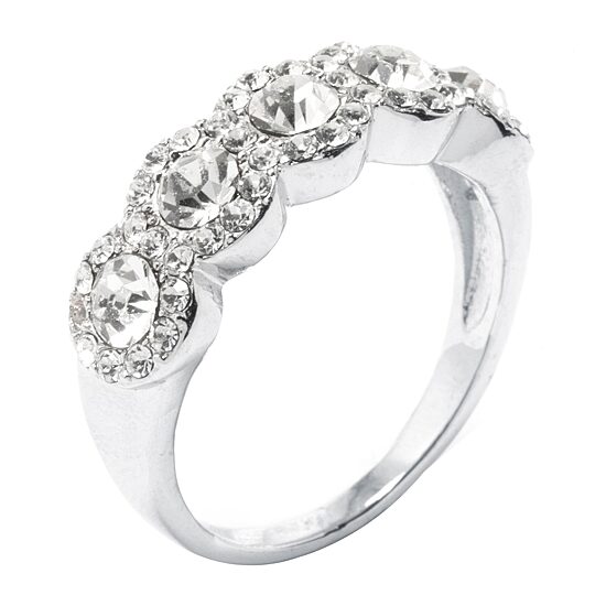 Sparkle Allure Womens Crystal Pure Silver Over Brass Band