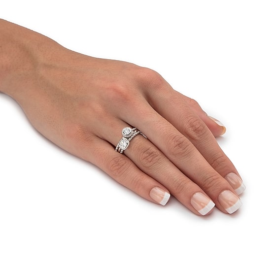 DiamonArt® Womens 5/8 CT. T.W. White Cubic Zirconia Sterling Silver Round Stackable Ring