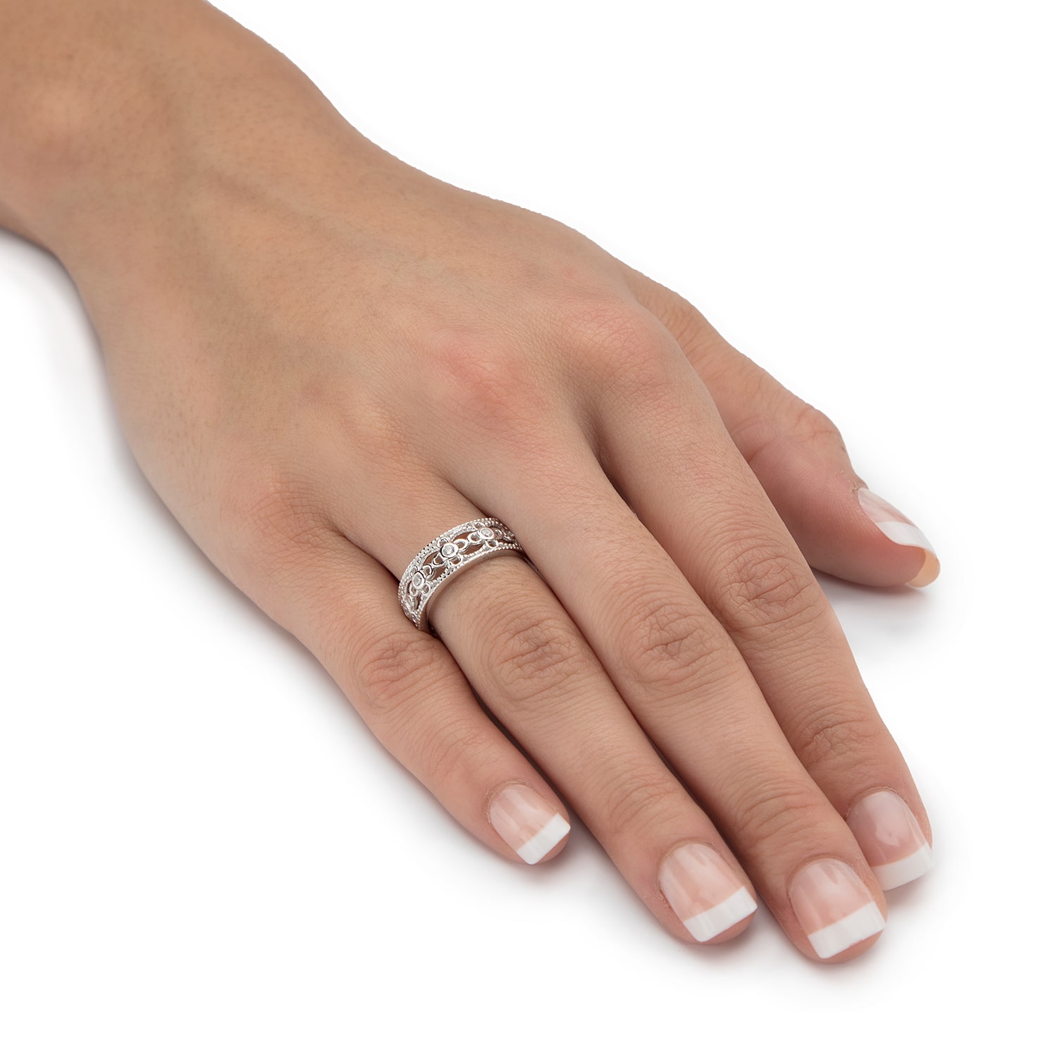 DiamonArt® 6.5MM 1/4 CT. T.W. White Cubic Zirconia Sterling Silver Round Band