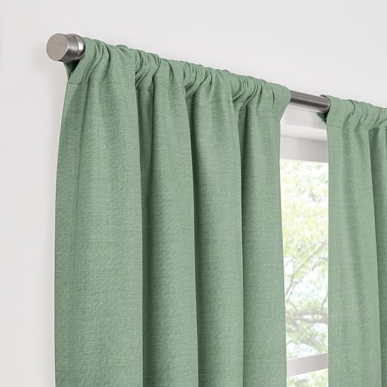 Fieldcrest Devin Flippable Stripe Cotton Chambray Rod Pocket Energy Saving 100% Blackout Single Curtain Panel