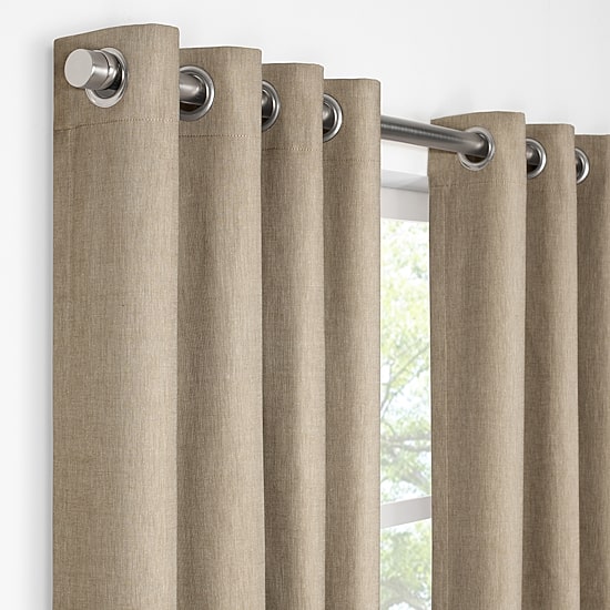 Fieldcrest Devin Solid Cotton Chambray Grommet Top Energy Saving 100% Blackout Single Curtain Panel