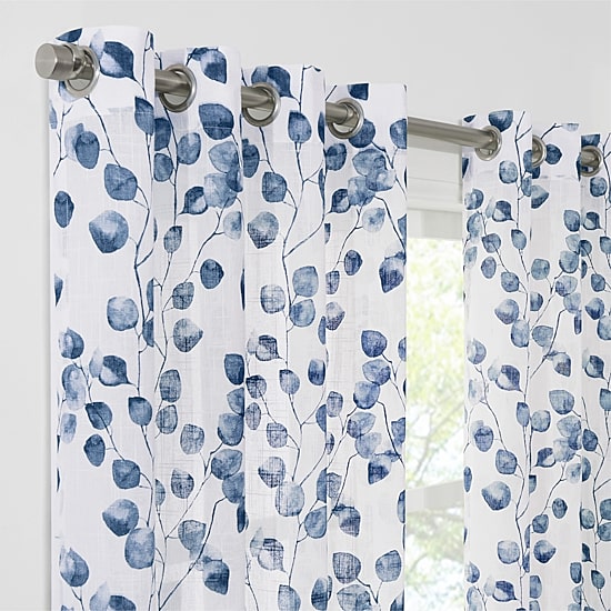 Fieldcrest Arden Botanical Leaf Cotton Grommet Top Sheer Single Curtain Panel