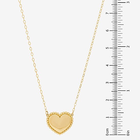 Womens 10K Gold Heart 18 Inch Pendant Necklace