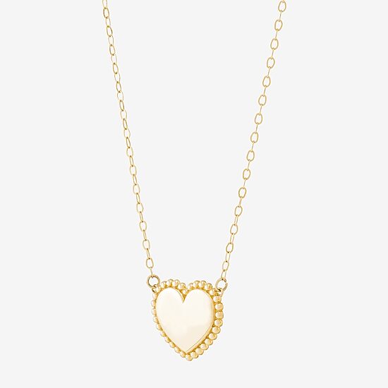 Womens 10K Gold Heart 18 Inch Pendant Necklace