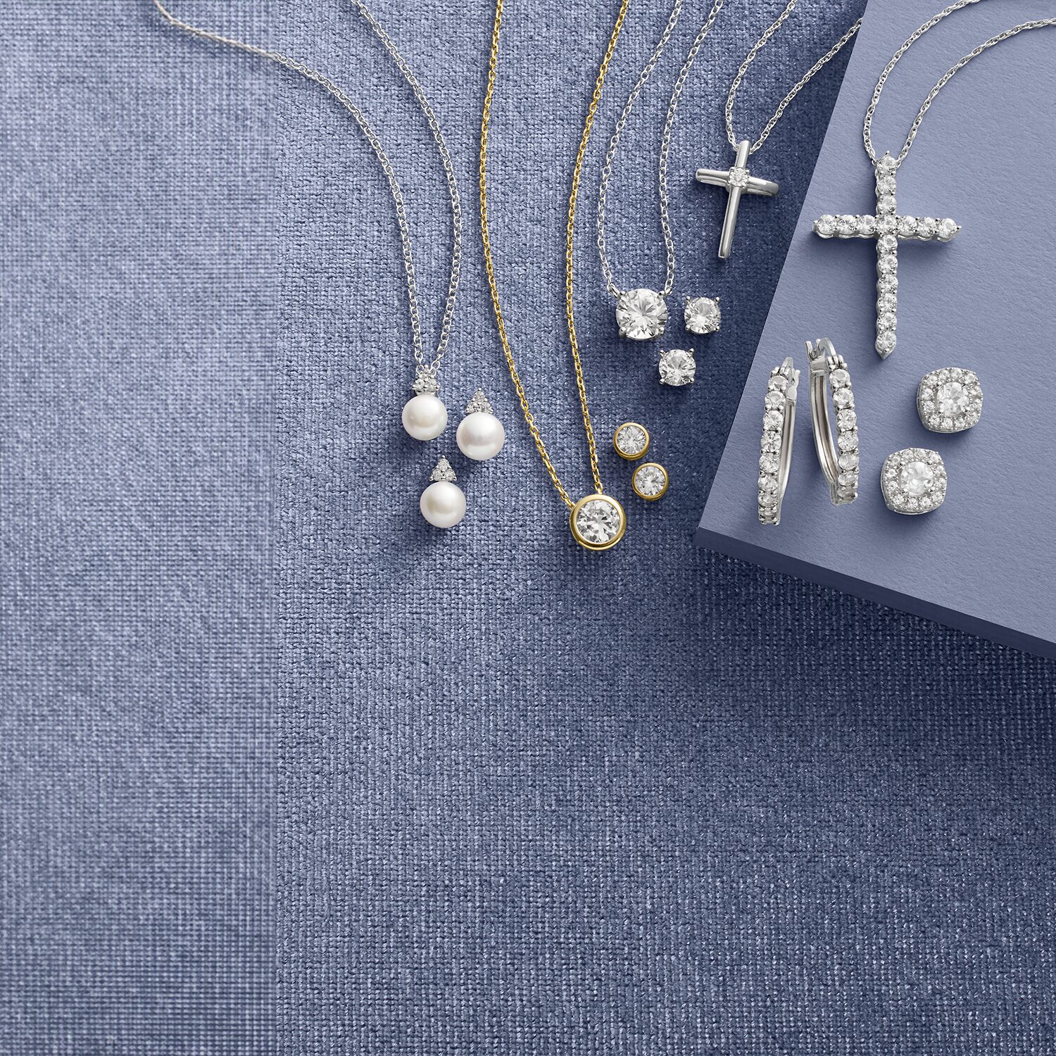 Yes Womens Lab Created White Sapphire Sterling Silver Cross 18 Inch Pendant Necklace