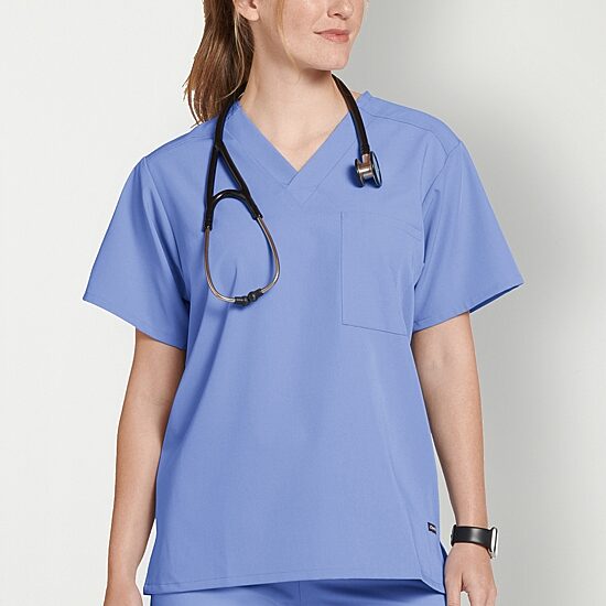 Jockey 2200 Classic 1-Pocket Stretch Unisex Adult Big V Neck Short Sleeve Stretch Fabric Scrub Top