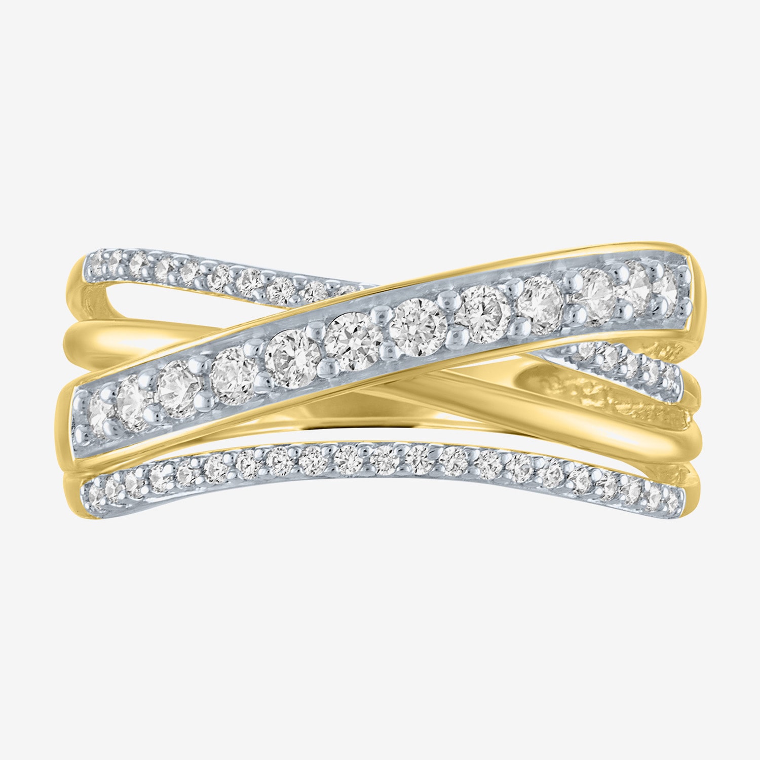 (G-H / I1-I2) Womens 8MM 1/3 CT. T.W. Lab Grown White Diamond 10K Gold Crossover Band