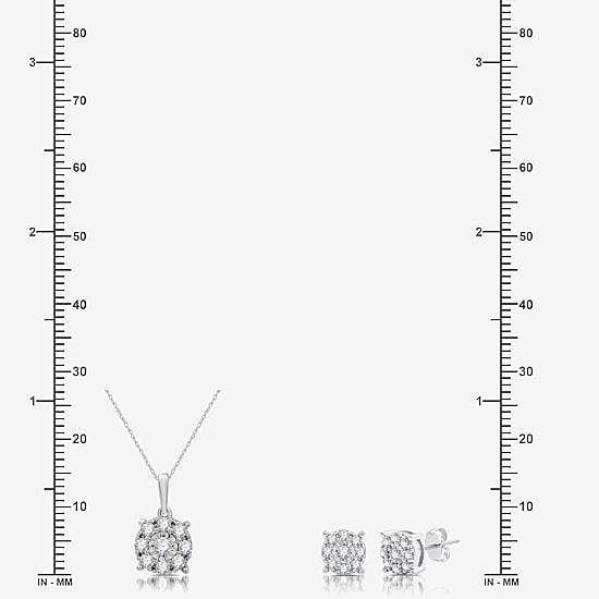 Womens 1/2 CT. T.W. Lab Grown White Diamond Sterling Silver Round 2-pc. Jewelry Set