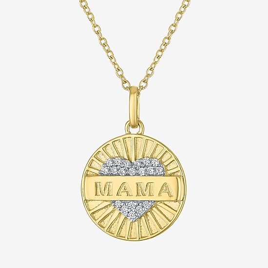 Diamond Addiction "Mama" (G-H / I1-I2) Womens 1/10 CT. T.W. Lab Grown White Diamond 14K Gold Over Silver 16 Inch Pendant Necklace