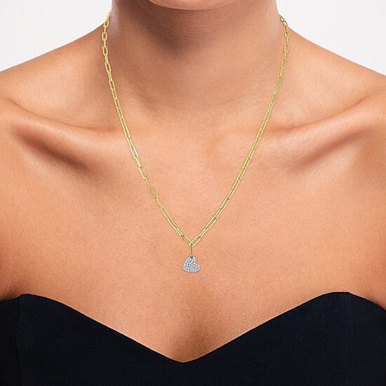 Diamond Addiction (G-H / I1-I2) Womens 1/10 CT. T.W. Lab Grown White Diamond 14K Gold Over Silver Heart 18 Inch Pendant Necklace