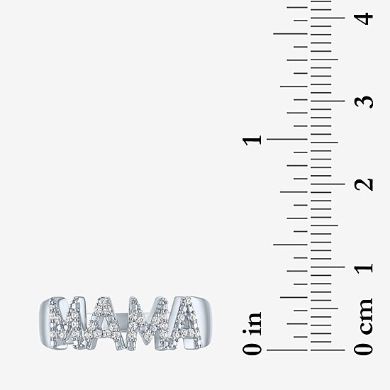 "Mama" (G-H / I1-I2) Womens 1/10 CT. T.W. Lab Grown White Diamond Sterling Silver Band