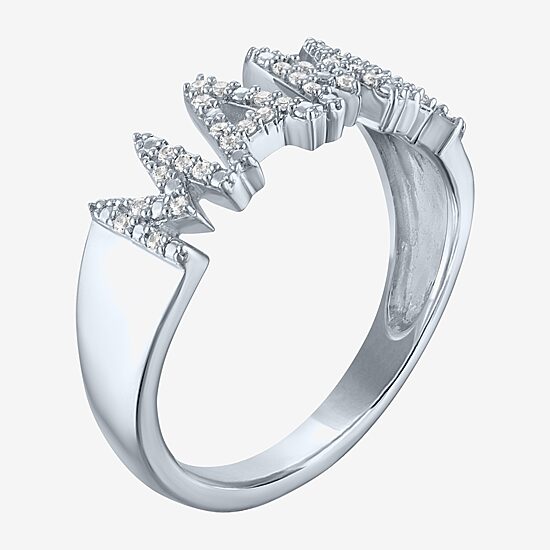 "Mama" (G-H / I1-I2) Womens 1/10 CT. T.W. Lab Grown White Diamond Sterling Silver Band