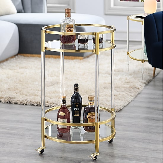 Royal Crest 2-Tier Acrylic Glass Bar Cart