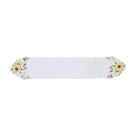Elrene Home Fashions Sunflower And Daisies Cutwork Table Runner