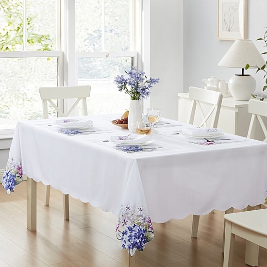 Threadmade Spring Hydrangea Floral Cutwork Tablecloth