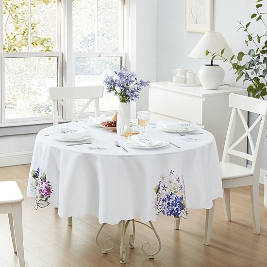 Threadmade Spring Hydrangea Floral Cutwork Tablecloth