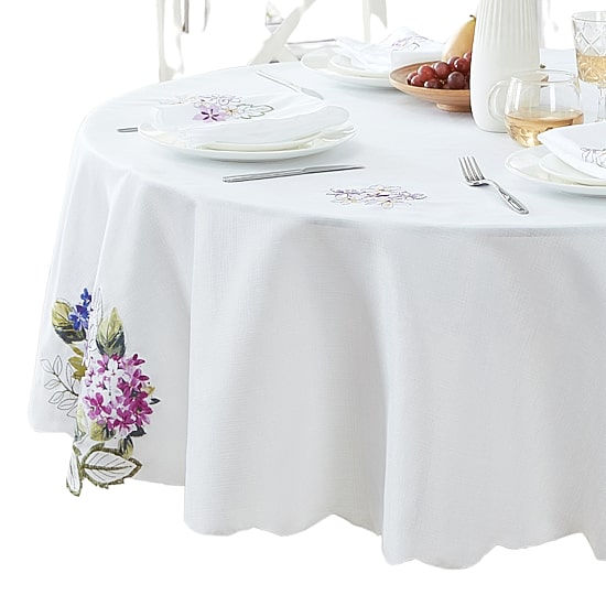 Threadmade Spring Hydrangea Floral Cutwork Tablecloth