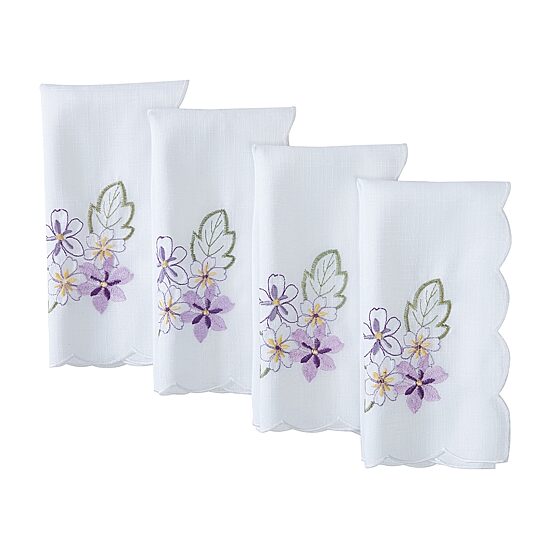 Threadmade Spring Hydrangea Floral Cutwork 4 Pack Napkins