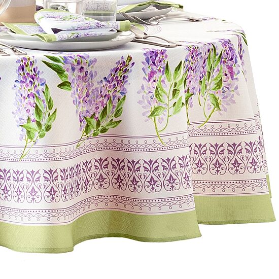 Threadmade Lilac Garden Engineered Tablecloth