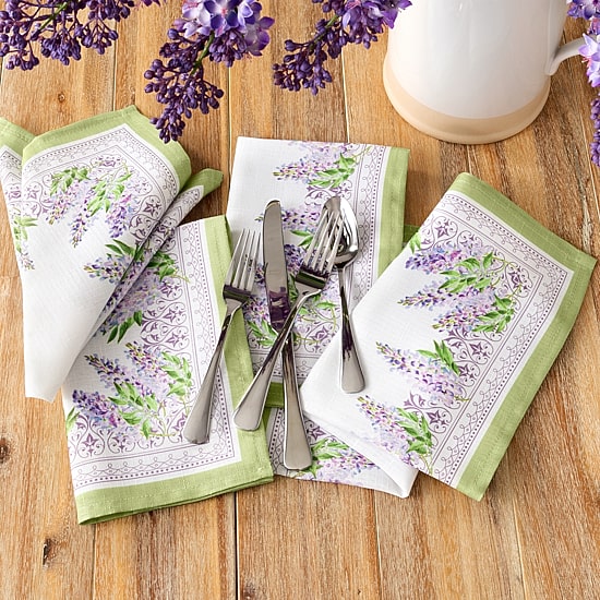Threadmade Lilac Garden Engineered 4 Pack Napkins