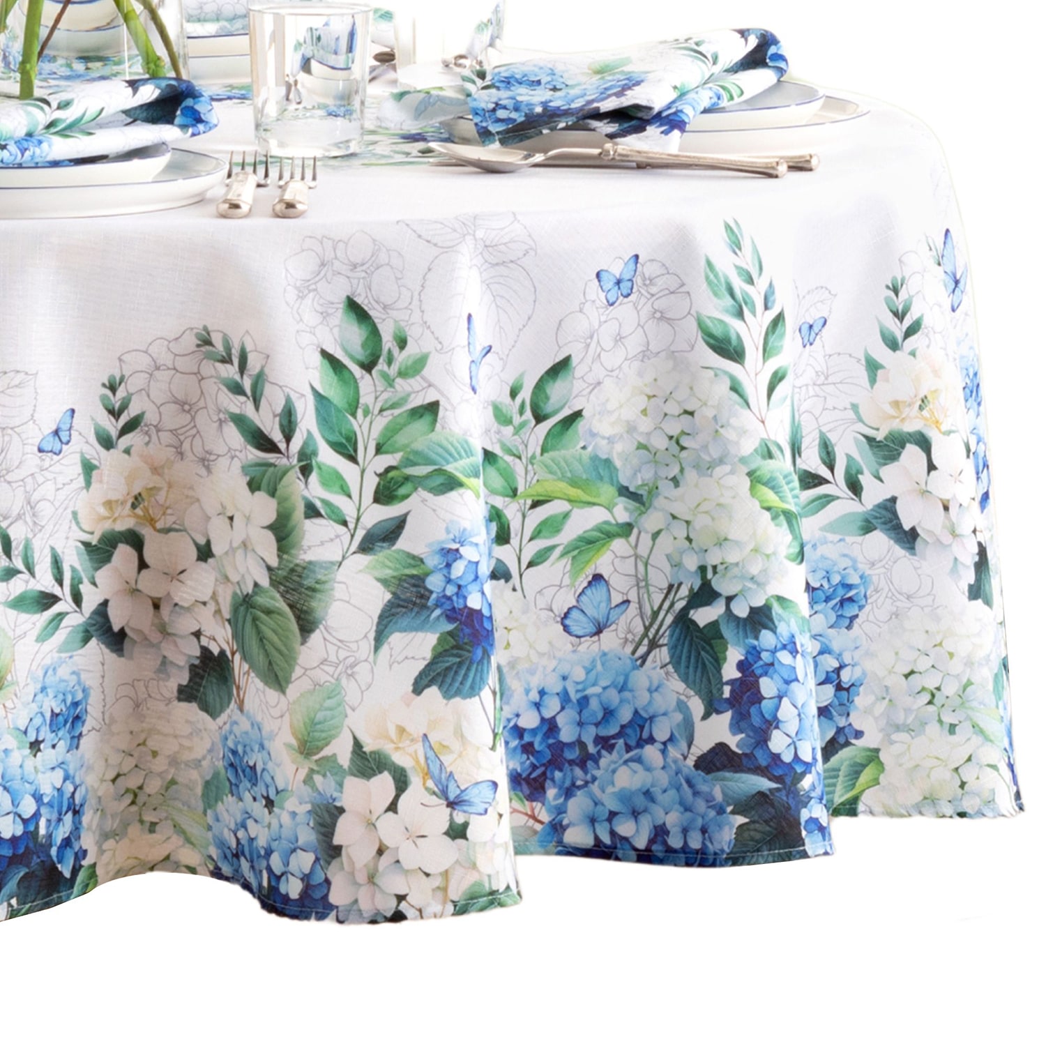 Threadmade Hydrangea Bloom Double Border Tablecloth