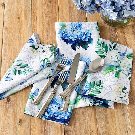 Threadmade Hydrangea Bloom 4 Pack Napkins