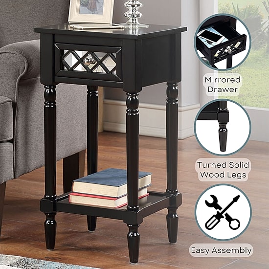 French Country Khloe 1-Drawer Accent Table with Shelf