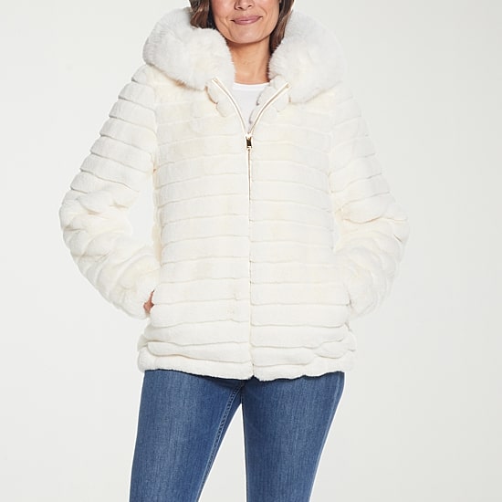 Gallery Womens Faux Fur Hooded Heavyweight Coat