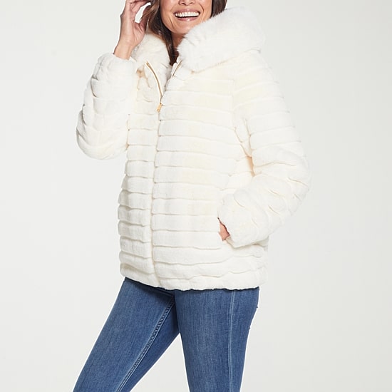 Gallery Womens Faux Fur Hooded Heavyweight Coat