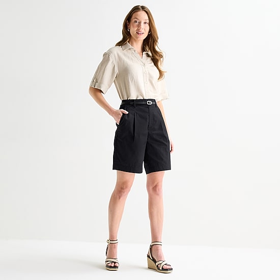 Liz Claiborne Womens 9" Mid Rise Bermuda Short