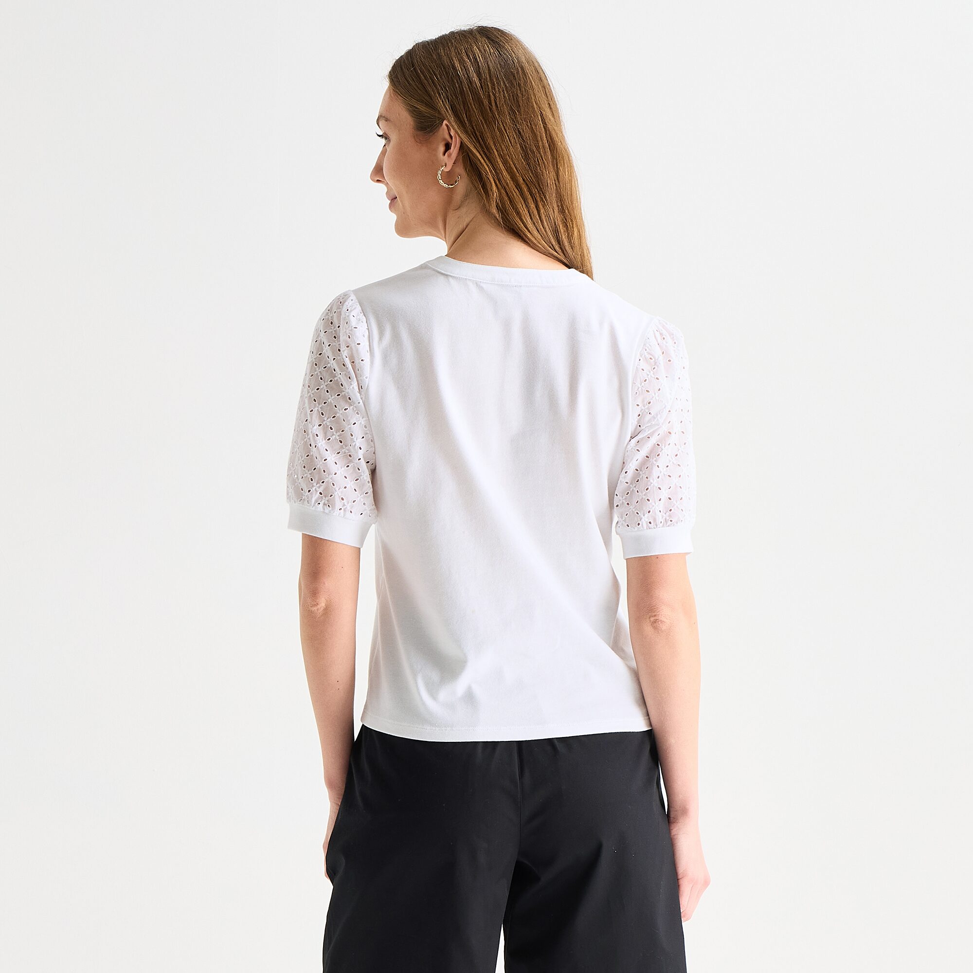 Liz Claiborne Womens Split Crew Neck Elbow Sleeve Blouse
