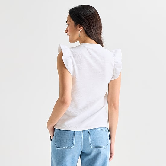 St. John's Bay Womens Crew Neck Short Sleeve Blouse