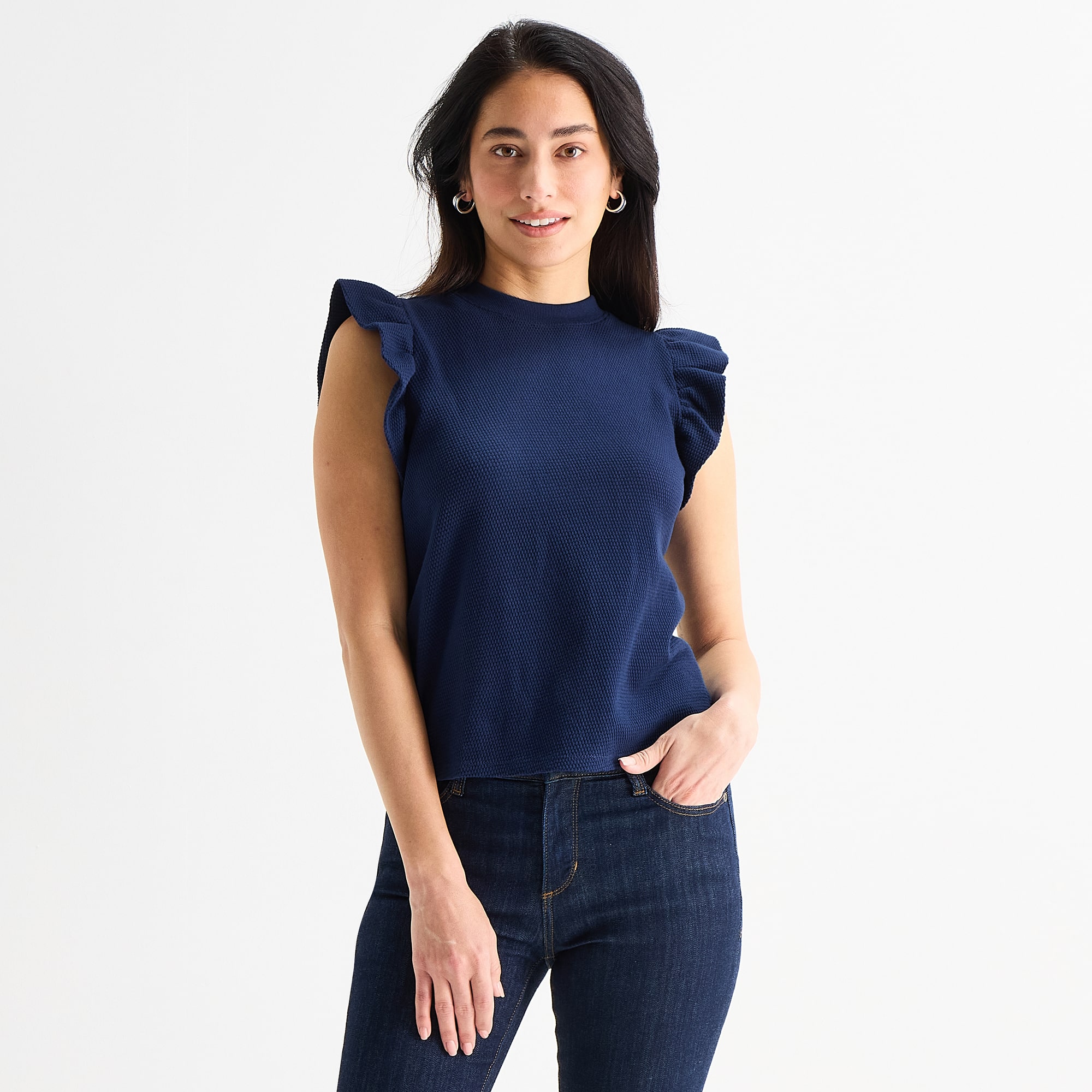 St. John's Bay Womens Crew Neck Short Sleeve Blouse