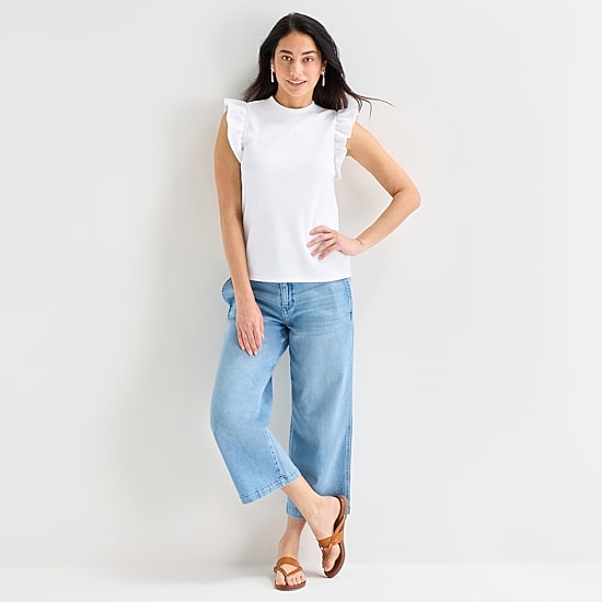 St. John's Bay Womens Crew Neck Short Sleeve Blouse