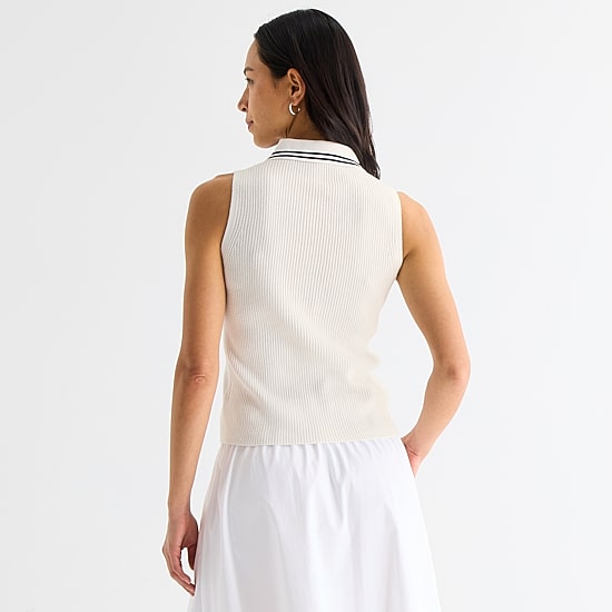 Stylus Womens Sleeveless Polo Sweater