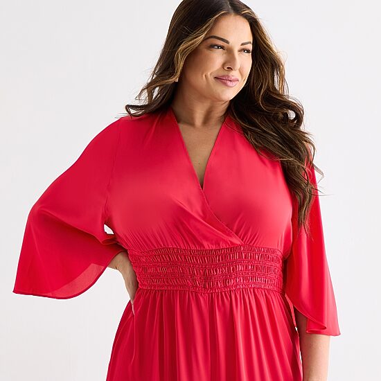 Bold Elements Womens V Neck Elbow Sleeve Satin Plus Jumpsuit