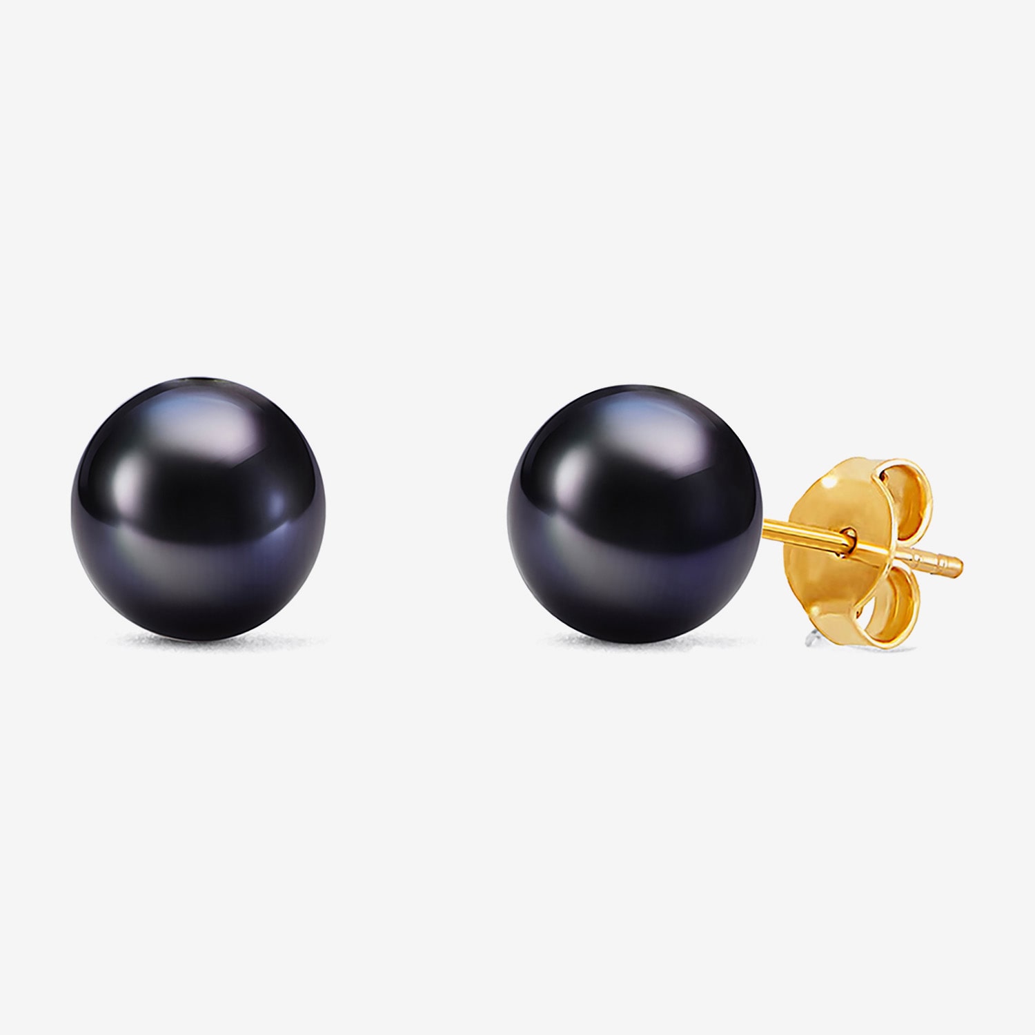 Limited Quantities! Dyed Black Cultured Freshwater Pearl 10K Gold 6.1mm Round Stud Earrings